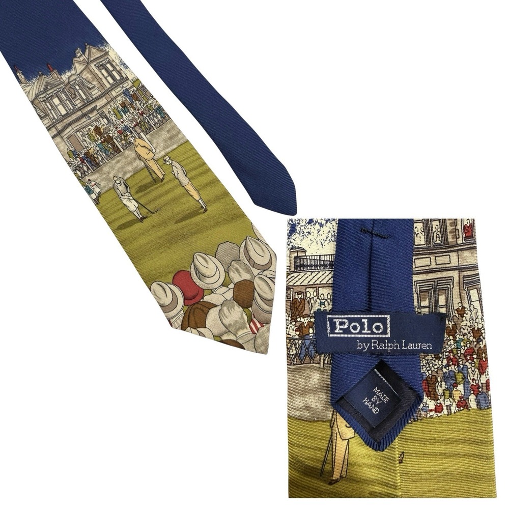 VTG Polo Ralph Lauren Golf Tie Silk Necktie Handmade USA